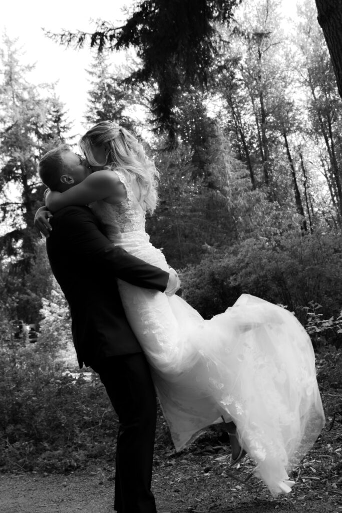 Black and white wedding portrait