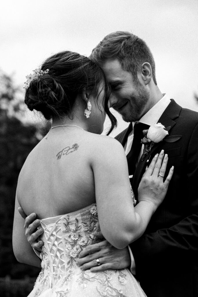 Black and white wedding portrait
