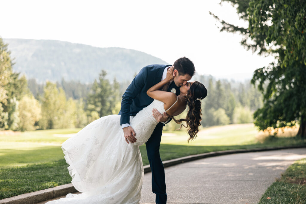 Wedding portrait in the golf course