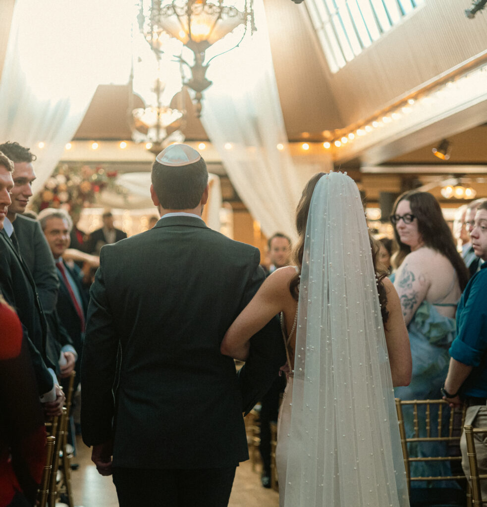 Jewish wedding, walking the isle portrait